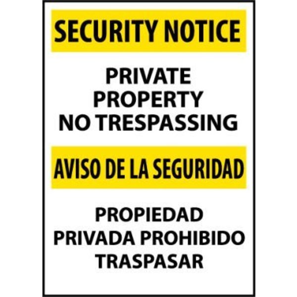 National Marker Co Security Notice Aluminum - Private Property No Trespassing Bilingual ESSN26AC